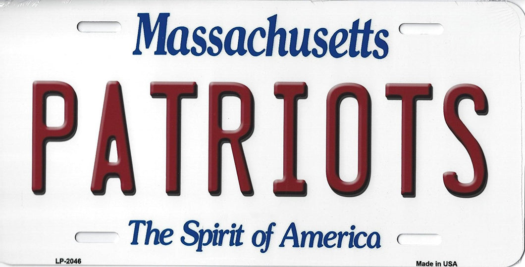 Patriots Massachusetts State Background Novelty Metal License Plate Tag (Patriots)