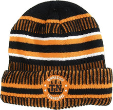 Tennessee Knitted Plush Lined Varsity Cuffed Hat with Seal (Black/Orange)