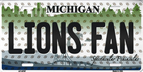 Lions Michigan State Background Novelty Metal License Plate Tag (Lions Fan)