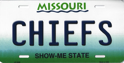 Chiefs Missouri State Background Novelty Metal License Plate Tag (Chiefs)