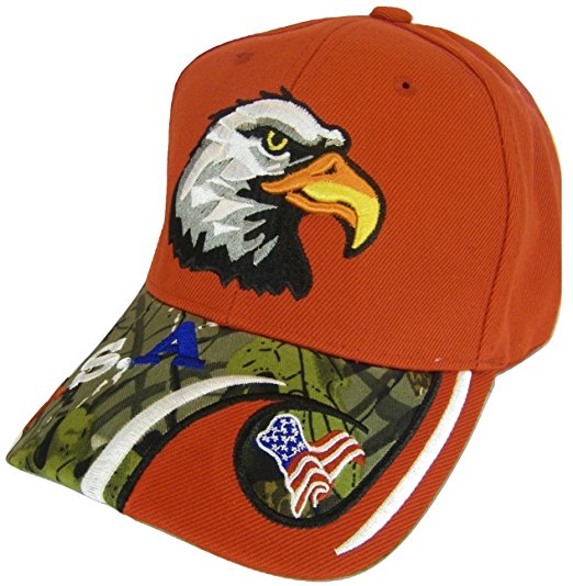 USA Men's Patriotic Eagle Adjustable Baseball Cap (USA/Flag Red)