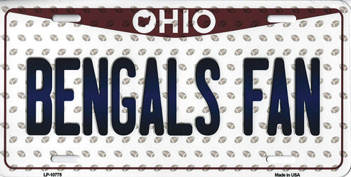 Bengals Ohio State Background Novelty Metal License Plate Tag (Bengals Fan)