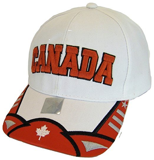 Canada Men's Small Stars 2-Tone Adjustable Baseball Cap (White/Red)