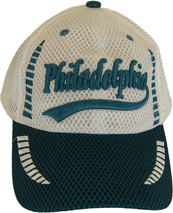 Philadelphia Men's Summer Mesh Adjustable Baseball Cap (White/Dark Green)