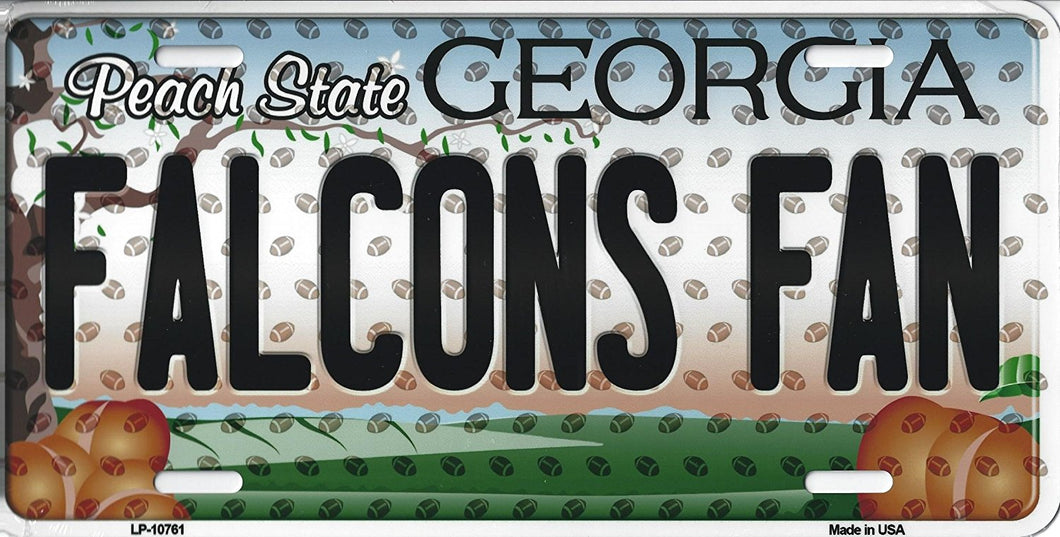 Falcons Georgia State Background Novelty Metal License Plate Tag (Falcons Fan)