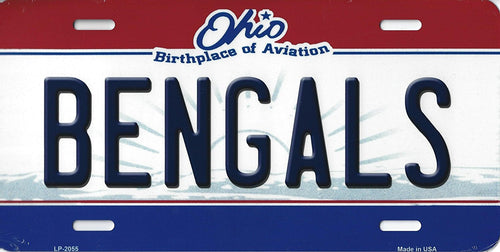 Bengals Ohio State Background Novelty Metal License Plate Tag (Bengals)