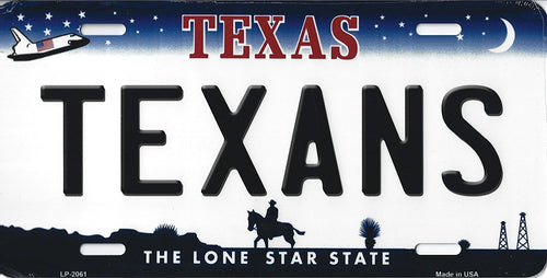 Texans Texas State Background Novelty Metal License Plate Tag (Texans)