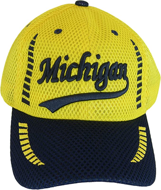 Michigan Men's Summer Mesh Adjustable Baseball Cap (Gold/Dark Blue)