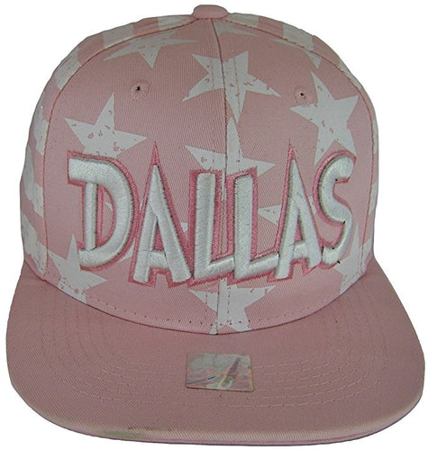 Dallas Texas Large Star Cotton Adjustable Snapback Baseball Cap (Stars Pink)