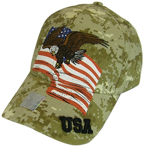 USA Men's Patriotic American Bald Eagle Adjustable Baseball Cap (Hunting Camo)