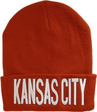 Kansas City Adult Size Bold Lettering Winter Knit Cuffed Beanie Hat (Red/White)