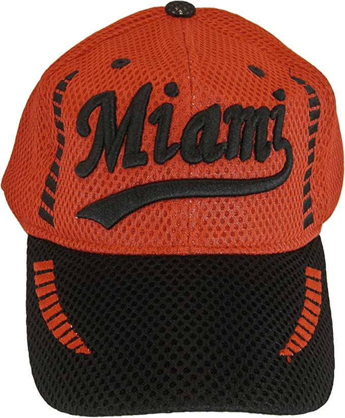 Miami City Name Men's Summer Mesh Adjustable Baseball Cap (Red/Black)