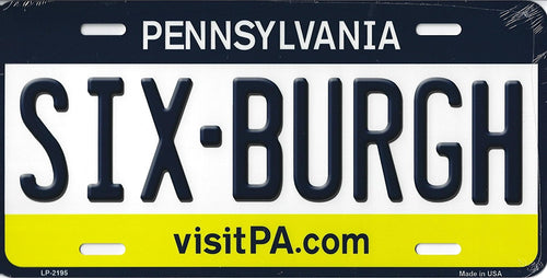 Steelers Pennsylvania State Background Novelty Metal License Plate Tag (Sixburgh)