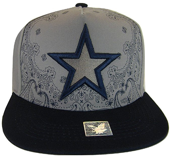 Dallas Texas Large Star Cotton Adjustable Snapback Baseball Cap (Swirl Gray/Navy)