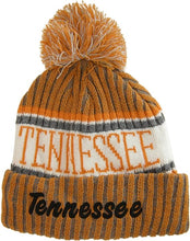 Tennessee Plush Lined Embroidered Winter Knit Pom Beanie Hat (Orange/Gray/Black)