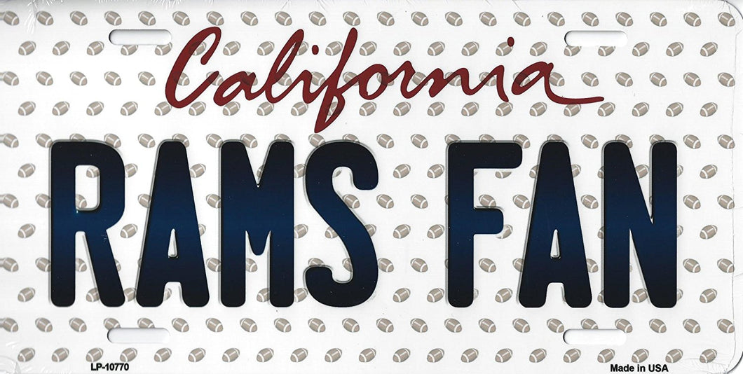 Rams California State Background Novelty Metal License Plate Tag (Rams Fan)