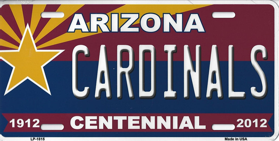 Cardinals Arizona State State Background Novelty Metal License Plate Tag (Cardinals Cent)