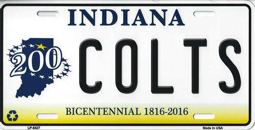 Colts Indiana State Background Novelty Metal License Plate Tag (Colts Bicentennial)