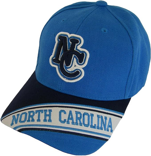 North Carolina Men's Banner on Bill Adjustable Baseball Cap (Teal/Navy Blue)