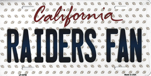 Raiders California State Background Novelty Metal License Plate Tag (Raiders Fan)