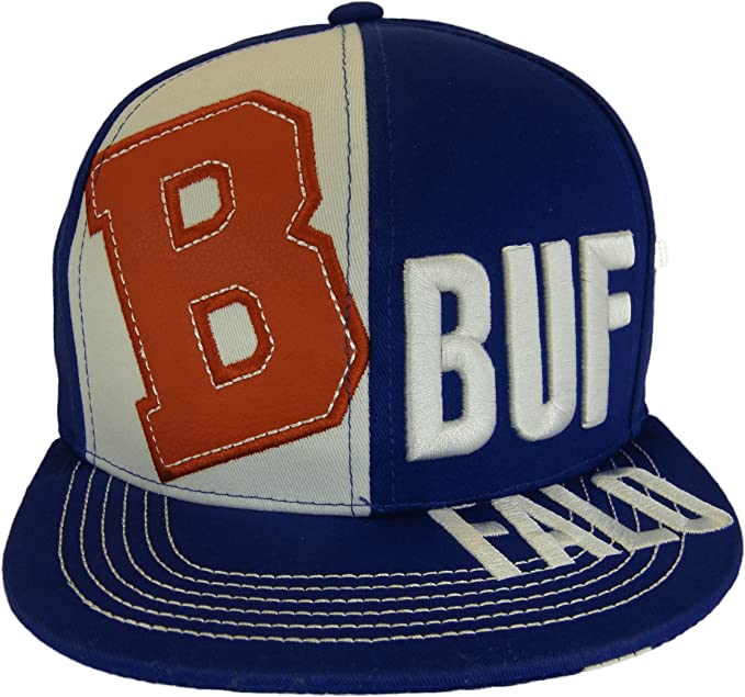 Buffalo City Name Split Text Adjustable Snapback Baseball Cap (Blue/Red)