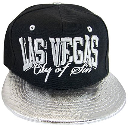 Las Vegas City of Sin Adult Size Snapback Baseball Cap (Black/Silver)