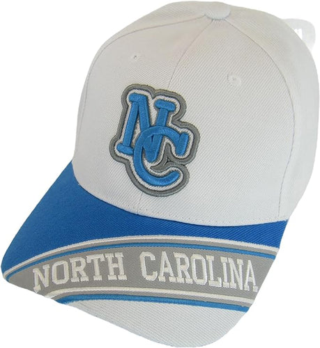 North Carolina Men's Banner on Bill Adjustable Baseball Cap (White/Teal)