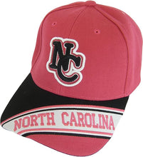 North Carolina Men's Banner on Bill Adjustable Baseball Cap (Hot Pink/Black)