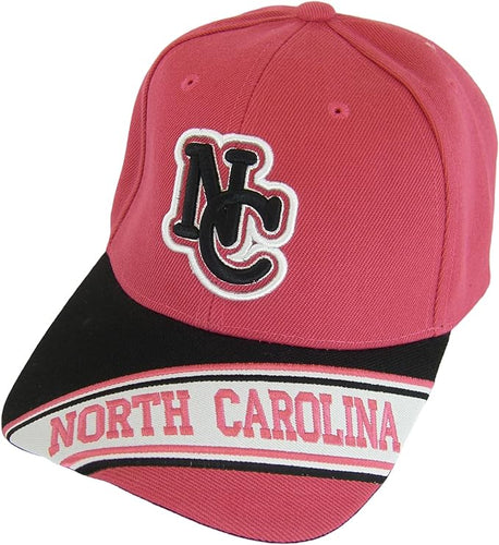 North Carolina Men's Banner on Bill Adjustable Baseball Cap (Hot Pink/Black)