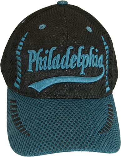 Philadelphia Men's Summer Mesh Adjustable Baseball Cap (Black/Dark Green)