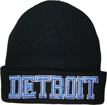 Detroit City Name Adult Size Winter Knit Cuffed Beanie Hat (3D Block Embroidery)