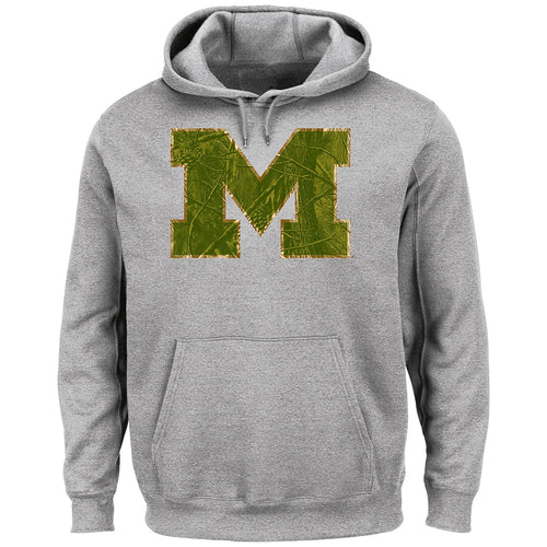 NCAA Michigan Wolverines Men's Laid Out Fleece, Steel Heather