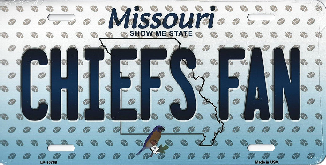 Chiefs Missouri State Background Novelty Metal License Plate Tag (Chiefs Fan)