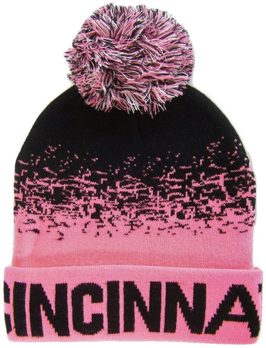 Cincinnati Men's Digital Fade Soft Fabric Winter Knit Hats (Black/Pink)