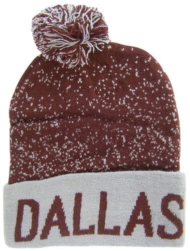 Dallas Adult Size Double Full Winter Knit Pom Beanie Hats (Crimson/Gray)