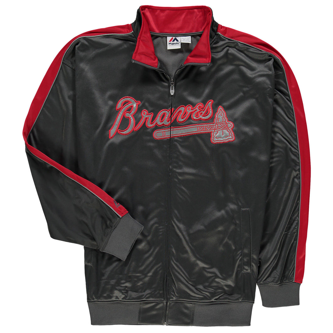 MLB Atlanta Braves Men's Big & Tall Gray Full Zip Tricot Reflective Track Jacket (Size:2X-Large)