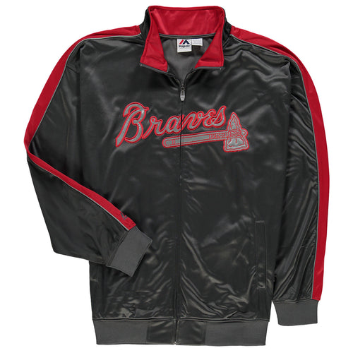 MLB Atlanta Braves Men's Big & Tall Gray Full Zip Tricot Reflective Track Jacket (Size:X-Large/Tall)