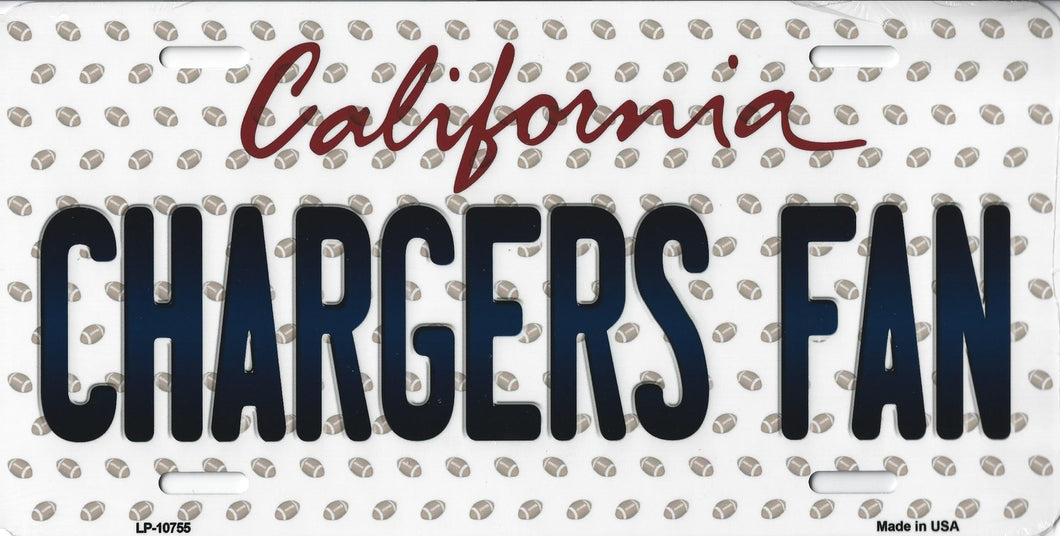 Chargers California State Background Novelty Metal License Plate Tag (Chargers Fan)