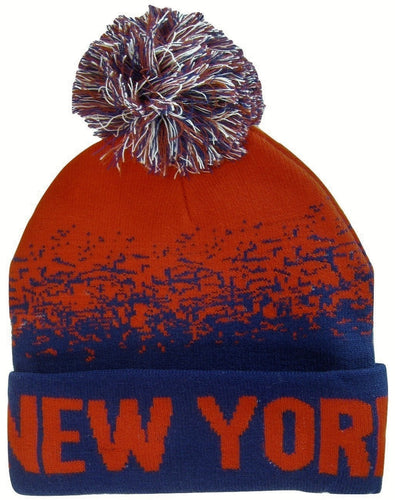 New York City Men's Digital Fade Soft Fabric Winter Knit Hats (Red/Navy)