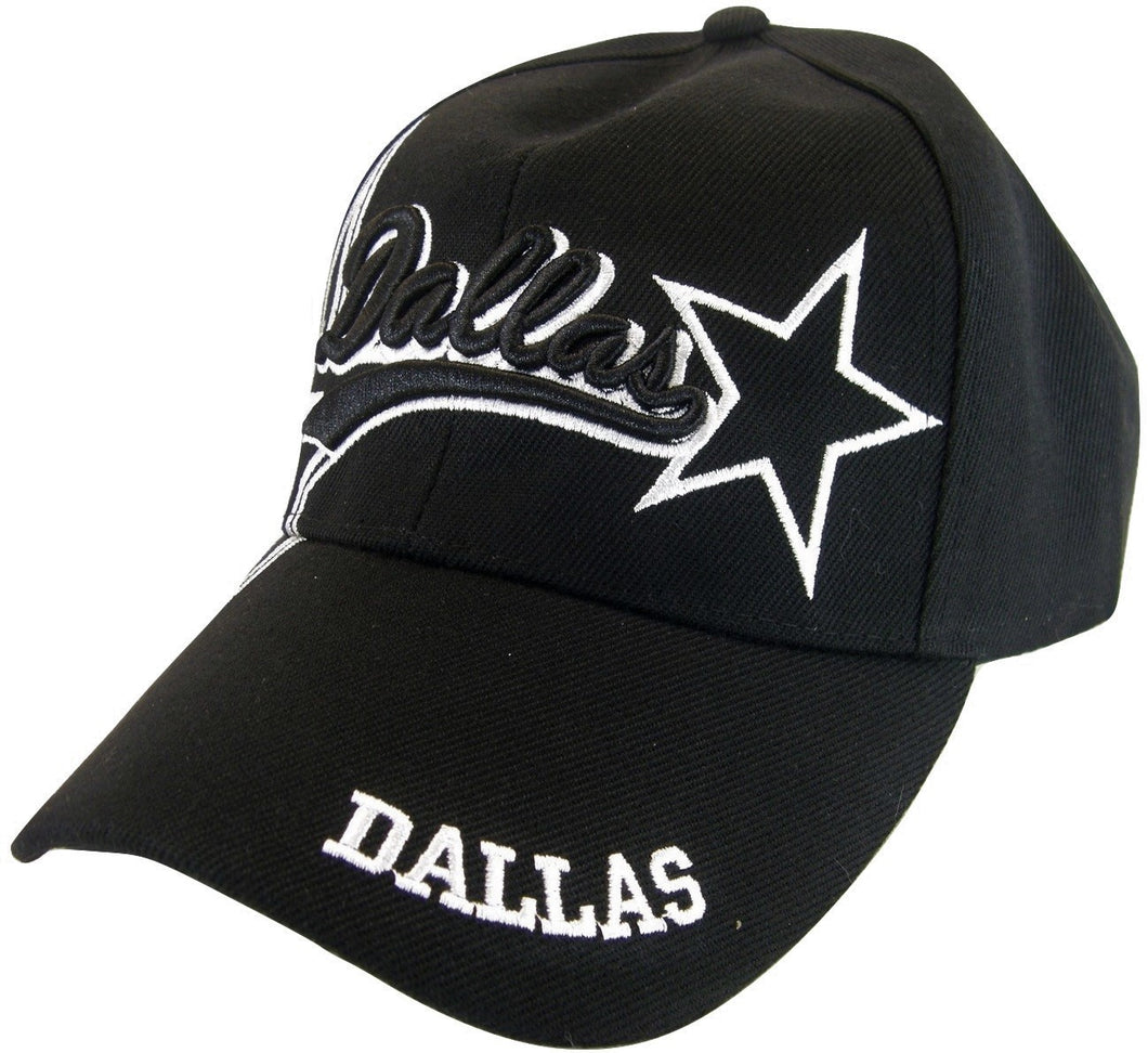 Dallas Men's Double Star Adjustable Baseball Cap (Black)