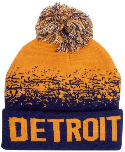 Detroit Men's Digital Fade Soft Fabric Winter Knit Hats (Orange/Navy)