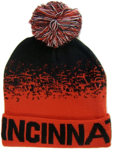 Cincinnati Men's Digital Fade Soft Fabric Winter Knit Hats (Black/Red)