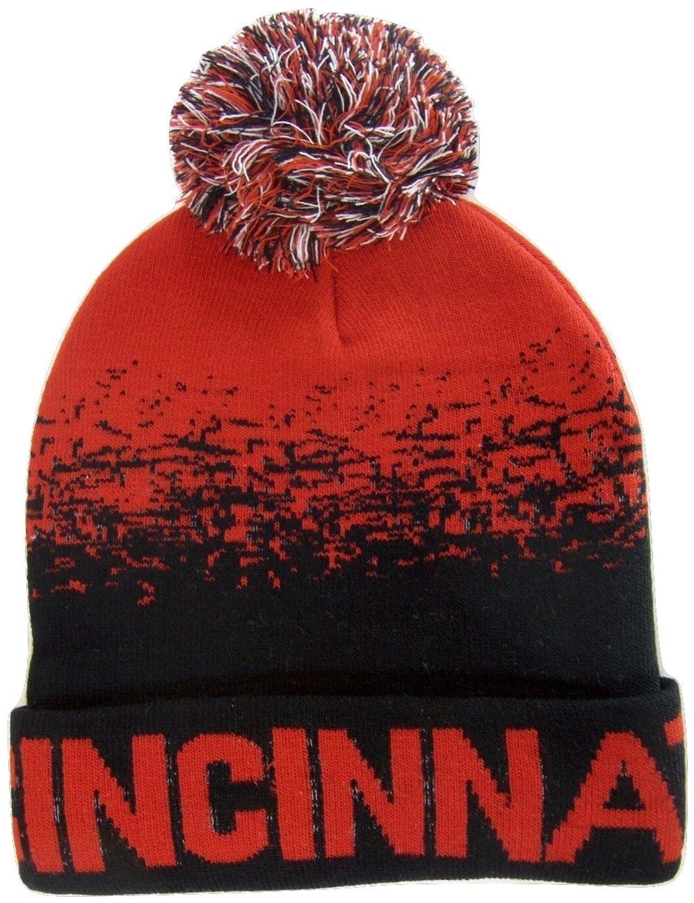 Cincinnati Men's Digital Fade Soft Fabric Winter Knit Hats (Red/Black)