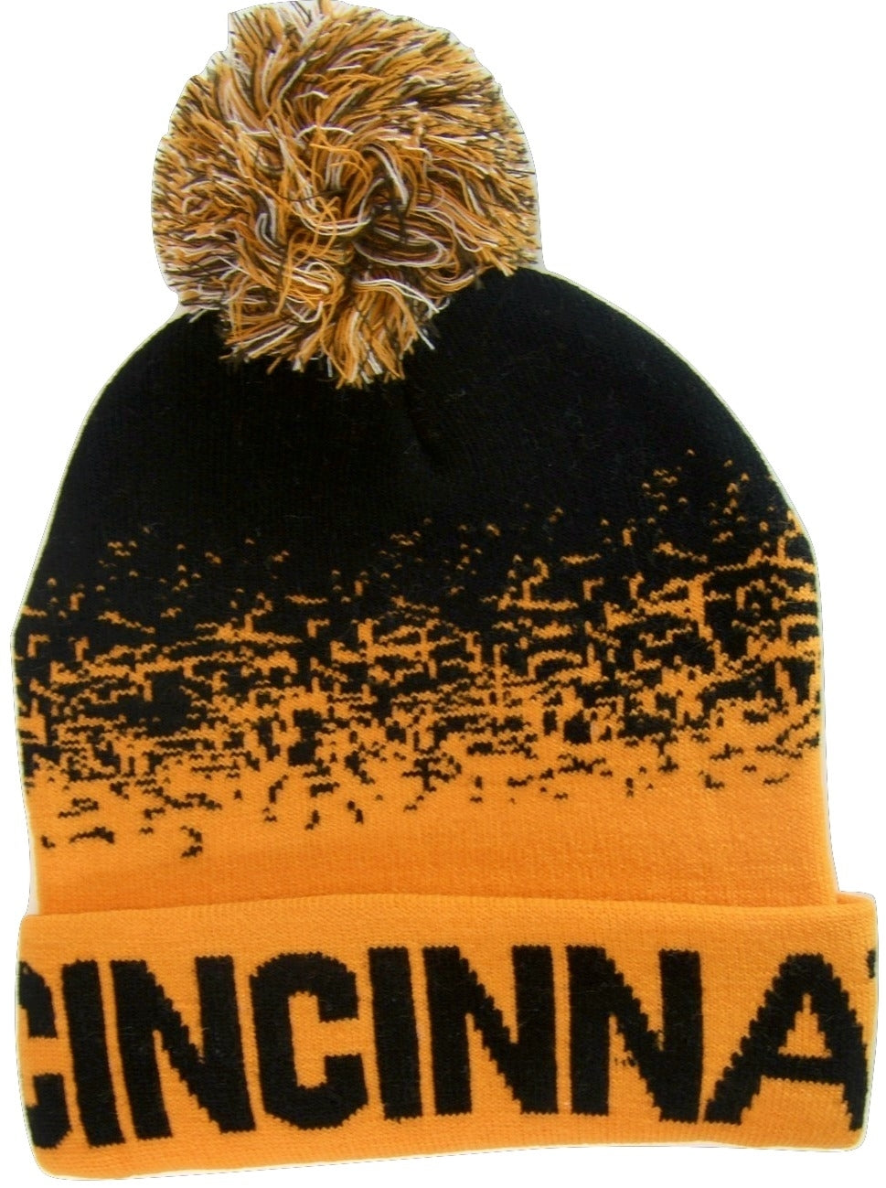 Cincinnati Men's Digital Fade Soft Fabric Winter Knit Hats (Black/Orange)