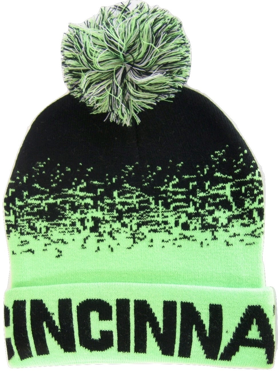 Cincinnati Men's Digital Fade Soft Fabric Winter Knit Hats (Black/Green)