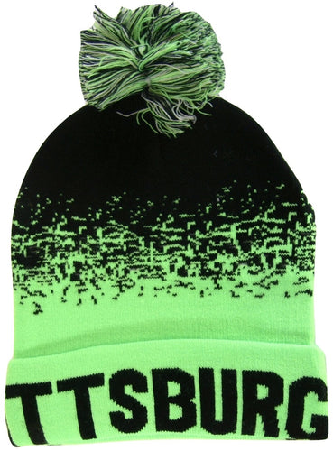 Pittsburgh Men's Digital Fade Soft Fabric Winter Knit Hats (Black/Green)