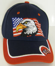 USA Men's Patriotic Eagle Adjustable Baseball Cap (2-Tone Navy/Red)