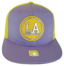 Los Angeles Men's Patch Style Breathable Snapback Baseball Cap (Purple/Gold)