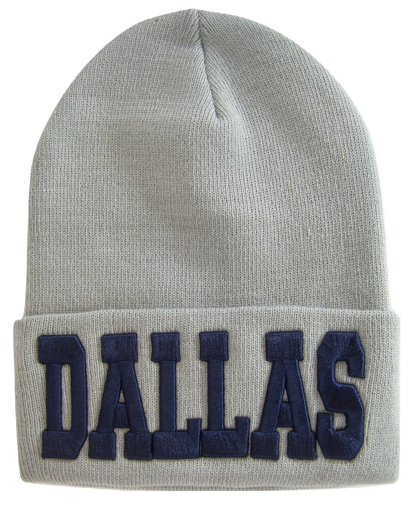 Dallas Adult Size Winter Knit Cuffed Beanie Hat (Gray)