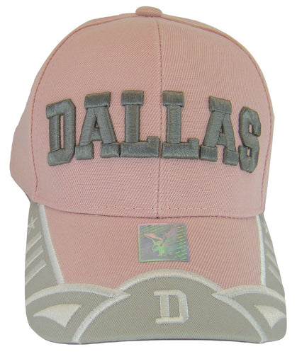 Dallas Texas Men's Stars & Stripes Adjustable Baseball Cap (Script Pink/Gray)